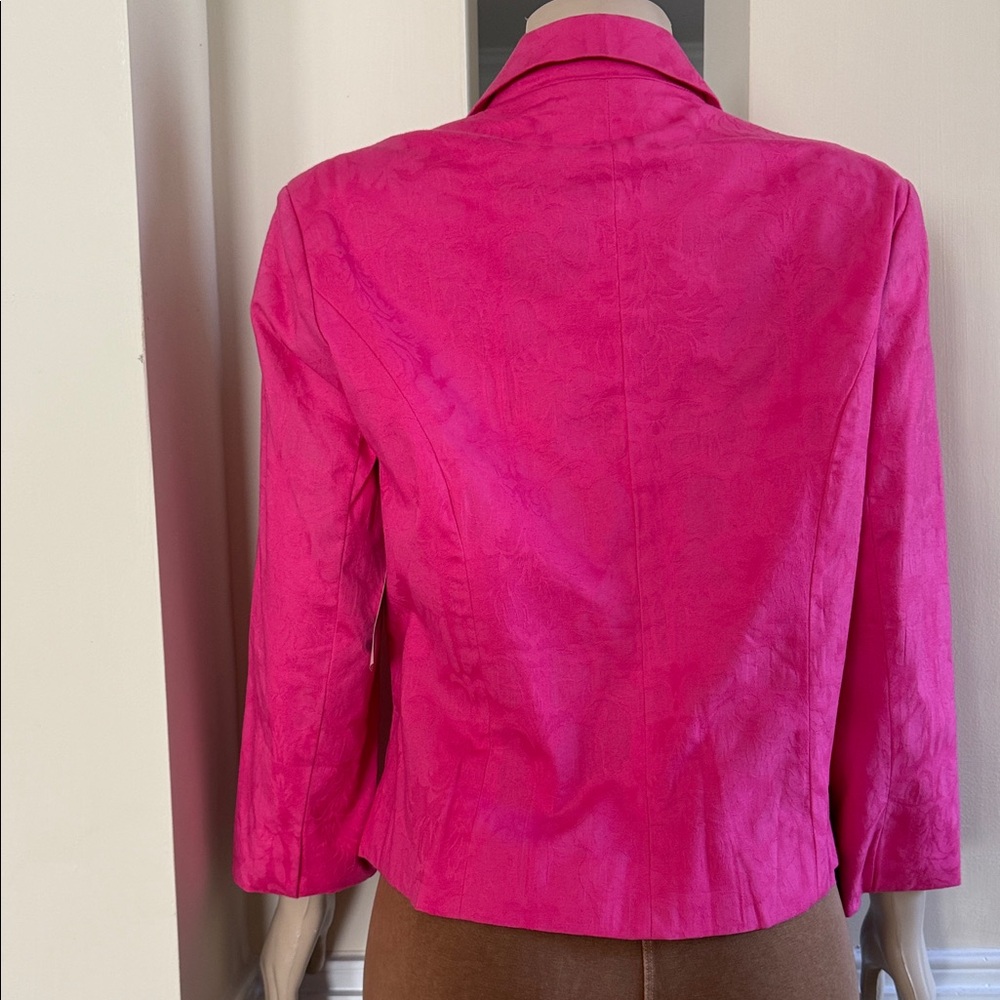 Vibrant Fuchsia Blazer with Single Button Closure - Picture 3 of 4